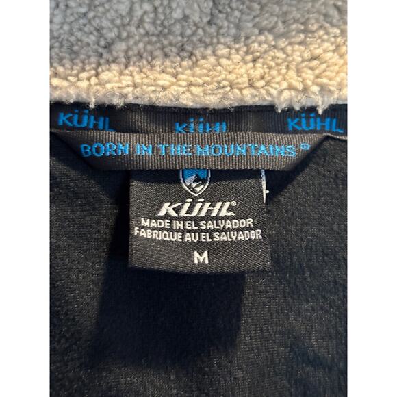 KUHL Heavy Fleece Jacket Full Zipper 3 Zip Pockets Faux Leather Trim - Picture 6 of 6